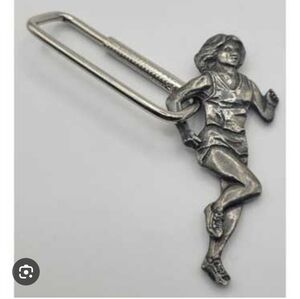 Vintage 1987 Seagull Pewter Female Runner Keychain Jogger Clip Collectible